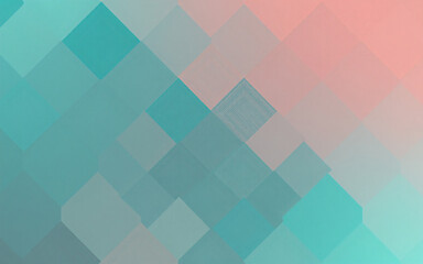 Canvas Print - abstract geometric design features overlapping squares in a gradient from teal to peach. the pattern