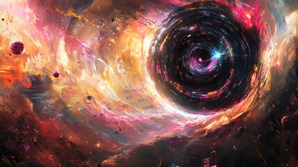 colorful cosmic wormhole in space fantasy art abstract concept background