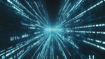 Digital data stream tunnel, abstract background, technology concept
