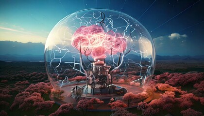 fantasy landscape with clouds and sun