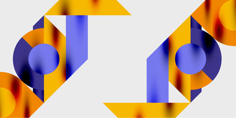 Wall Mural - abstract geometric shapes. blue, orange, yellow gradients. minimalist design. clean lines. modern ae