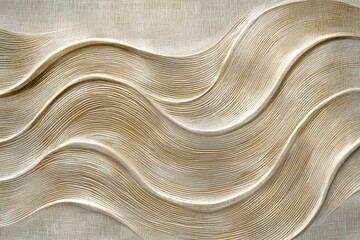 Wall Mural - abstract texture with flowing wavy lines in beige and cream tones
