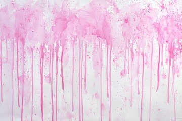 Wall Mural - delicate pink watercolor drips on white background for artistic use