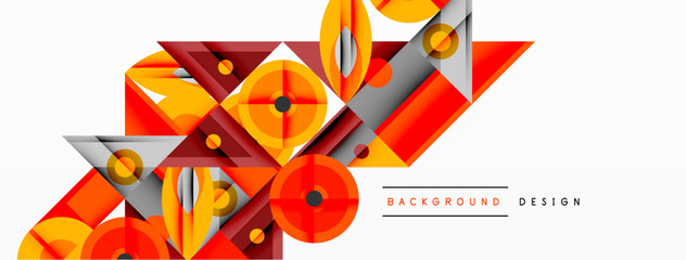 Wall Mural - abstract geometric shapes, orange, gray, brown. overlapping layers create dynamic composition. moder