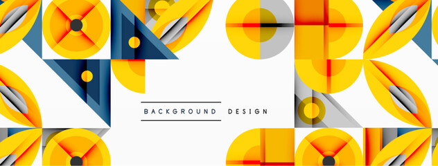 Wall Mural - abstract geometric pattern. yellow, blue, gray shapes create modern design. clean lines, simple form