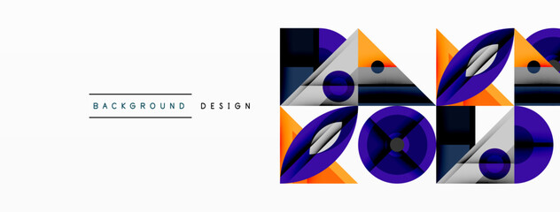 Wall Mural - abstract geometric pattern. purple, orange, gray shapes create modern design. minimalist style, clea