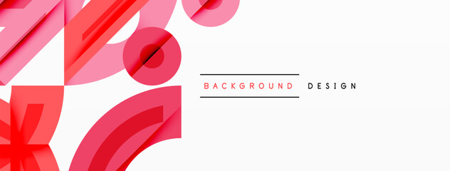 Aufkleber - Red geometric shapes overlap white space. Modern design, vibrant colors, abstract composition. Minimalist style, clean lines, dynamic arrangement.
