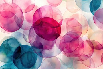 Wall Mural - vibrant abstract circles in soft pink, blue, and red shades
