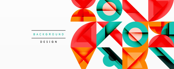 Wall Mural - abstract geometric shapes, vibrant colors, modern design. overlapping forms create dynamic compositi