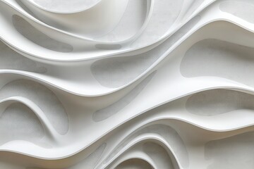 Wall Mural - abstract white texture with flowing wave patterns and depth details