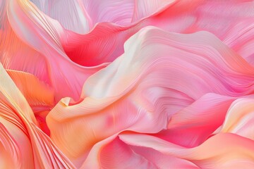 Wall Mural - textured flow of soft pink and coral waves in fluid motion