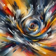 Wall Mural - action painting dynamic expressive marks and a bold color scheme