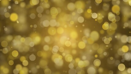 Wall Mural - abstract gold blurred glowing background with circle bokeh animation. slow motion loop background. c