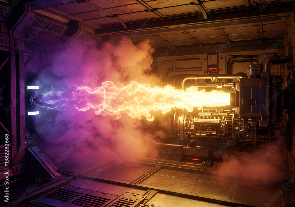 Experimental Engine Test with Fire Streams in Zero Gravity Stock ...