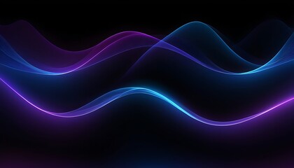 Wall Mural - Dark abstract background with glowing wave. Blue purple wave line light gradient dark background. Abstract technology big data digital background. 3D ,colourful, colours, dynamic, effect, 8786