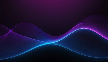 Wall Mural - Dark abstract background with glowing wave. Blue purple wave line light gradient dark background. Abstract technology big data digital background. 3D ,colourful, colours, dynamic, effect, 87