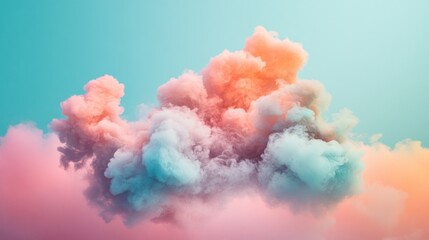 Poster - Pastel-colored smoke cloud formation against a light blue and pink sky.