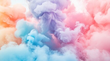 Aufkleber - Pastel-colored smoke clouds swirl and blend, creating a dreamy, abstract background.