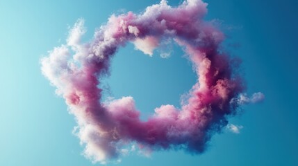 Aufkleber - Pink and white cloud ring against a clear blue sky.