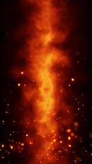 Wall Mural - loop realistic fire flames with sparks vertical animation background. abstract design copy space.