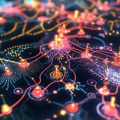 Aufkleber - Abstract Network Connections: A Visualization of Interconnected Data Points in a Complex System.