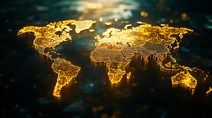 abstract world map concept of global network and connectivity international data transfer and cyber 