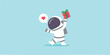 © Rysak - cheerful astronaut carrying a gift with a heart-shaped speech bubble
