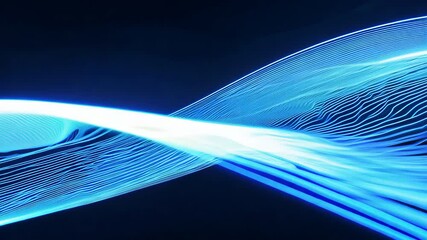 Wall Mural - abstract blue wave: an evocative depiction of flowing blue light waves against a deep, dark backdrop