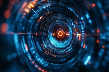 Wall Mural - futuristic abstract tunnel depicting complex digital technological connections