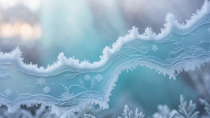 Wall Mural - frozen design on winter window. blue ice season backdrop, texture blue wallpaper. frozen blue backdr