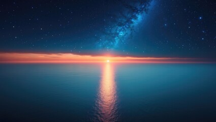 Wall Mural - Christmas star glows in the night sky above the mountains.