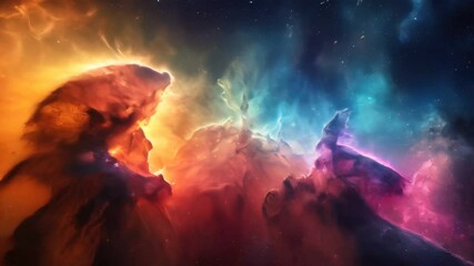 Wall Mural - Image of a colorful nebula with stars and a bright light