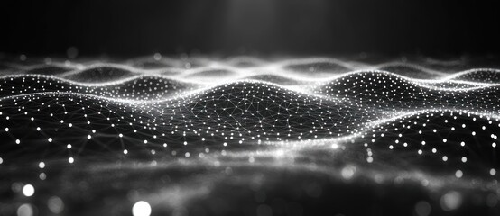 Poster - Futuristic Abstract Digital Background of White Interconnected Lines and Glowing Points Network Connection