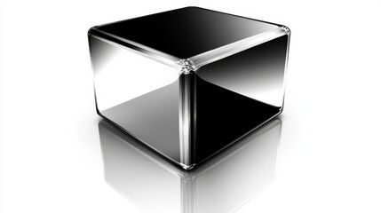 Wall Mural - 3d glass cube box vector isolated on transparent background. crear black and white realistic geometr