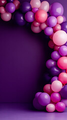 Wall Mural - balloon arch entrance - welcoming party atmosphere vertical - purple background