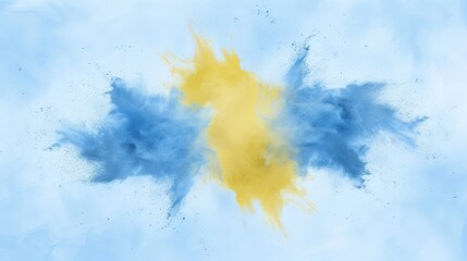 Wall Mural - Celestial fusion,  burst of golden light from an azure and yellow cloudscape vivid