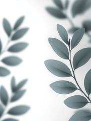 Poster - Soft green leaves create calming atmosphere, showcasing delicate textures and shadows against light background. This evokes tranquility and nature beauty
