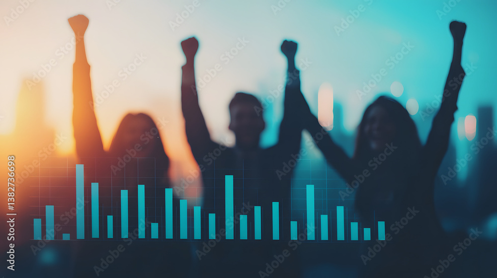 Celebrating Success: Diverse Group of Friends Cheering in Front of a ...