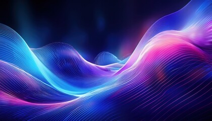 Leinwandbilder - futuristic neon wave landscape with glowing abstract lines, digital light art background for technology, sci-fi, and design


