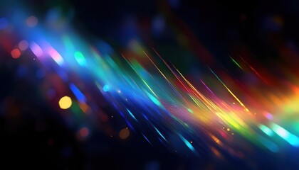 Poster - vibrant neon light streaks with bokeh effect on dark background, futuristic abstract digital artwork for backgrounds and design