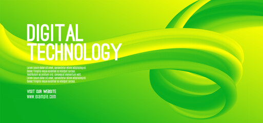 Digital technology banner yellow green background concept, cyber technology, abstract social media tech, innovation future data, internet network, Ai big data, line dot connection, illustration vector