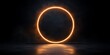 © Ilja - Futuristic Abstract Background Neon Circle, Glowing Geometric Frame, Dark Concrete Surface
