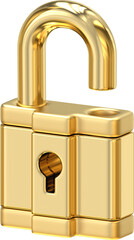 Wall Mural - golden unlocked padlock, gleaming symbol of access and security,unlocked padlock shimmers with poten