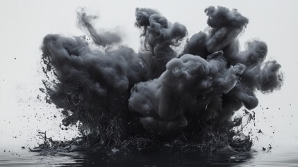 Wall Mural - abstract dark clouds reflecting in water, creating a moody and atmospheric landscape with swirling p