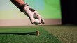 © Nadzeya - Golf enthusiast prepares to tee off in indoor simulator setting urban sports