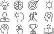 © Zaleman - Vector illustration of line icons representing creativity, achievement, and knowledge in various forms