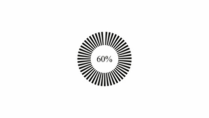 Abstract glowing progress bar motion indicator from 0 to 100 increasing percentage on black background. 4k video animation.