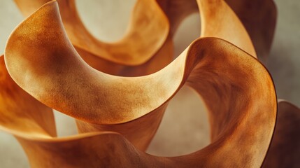 Abstract Bronze Ribbon Sculpture with Intricate Texture and Smooth Surfaces for Artistic Expression