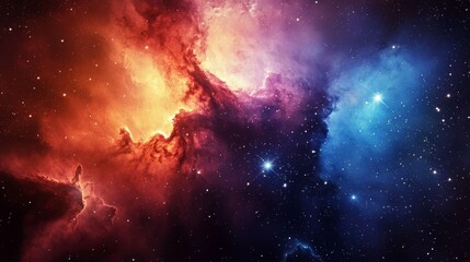 Wall Mural - a breathtaking view of a colorful nebula in a sci-fi universe.