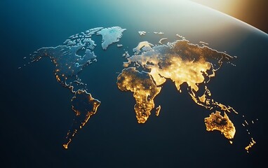 abstract stock market background with a candlestick chart and a global world map for a financial bus